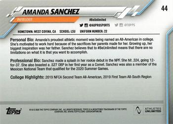 2020 Topps On-Demand Set #18: Athletes Unlimited Softball #44 Amanda Sanchez Back